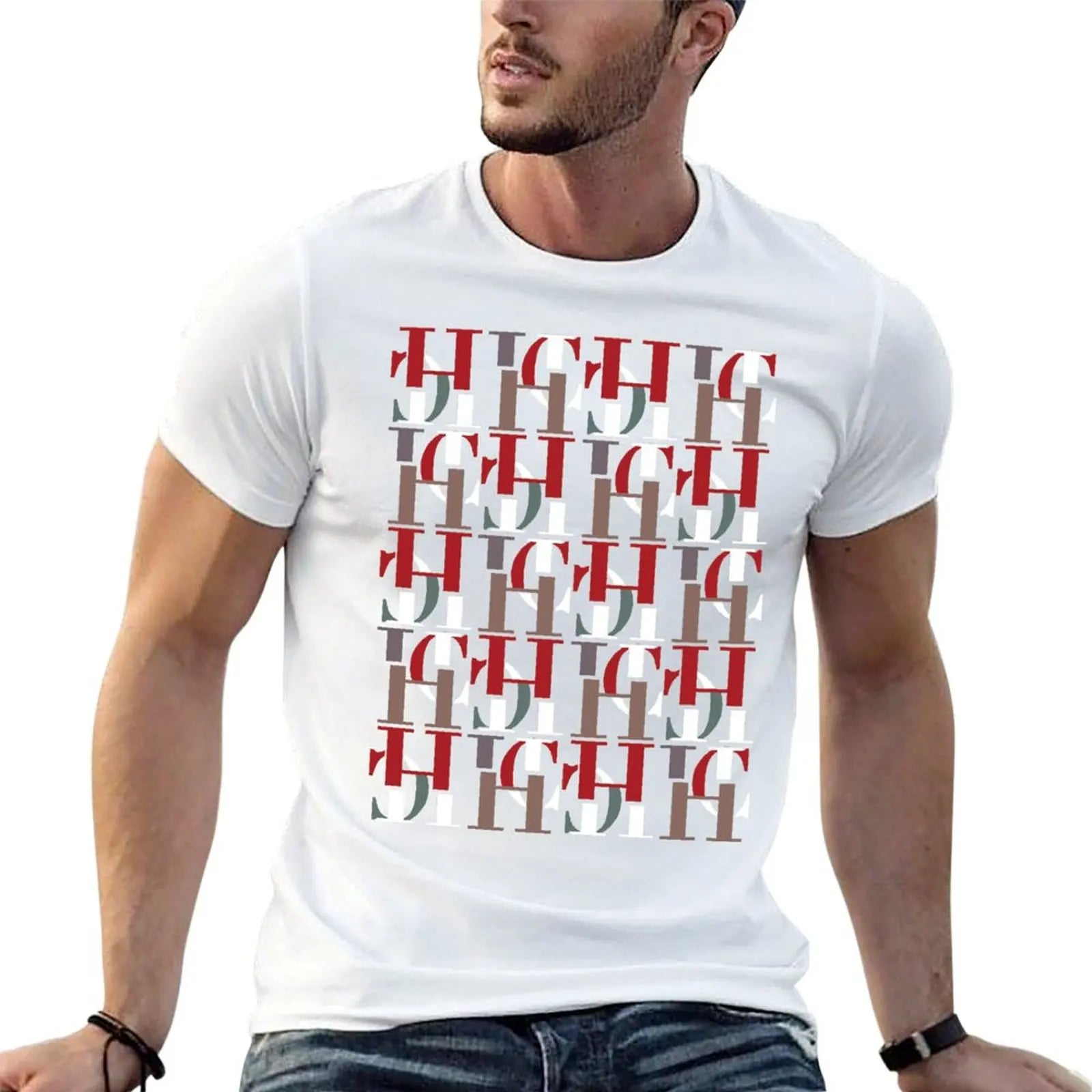 2024 New Digital Print Super Elastic Casual Short-Sleeved Men's Daily Party Home Social T-Shirt Solid Color Vintage Streetwear