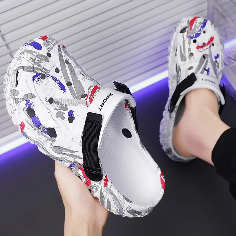 Plus Size 47 Summer Men Sandals Clogs Outdoor Garden Clogs Hole Shoes Male Casual Shoes Water Shoes Comfort Home Soft Slippers