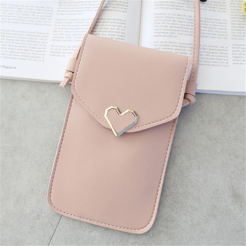 Transparent Touch Screen Cell Phone Purse Smartphone Wallet Shoulder Strap Handbag PU Leather Casual Crossbody Bags Women