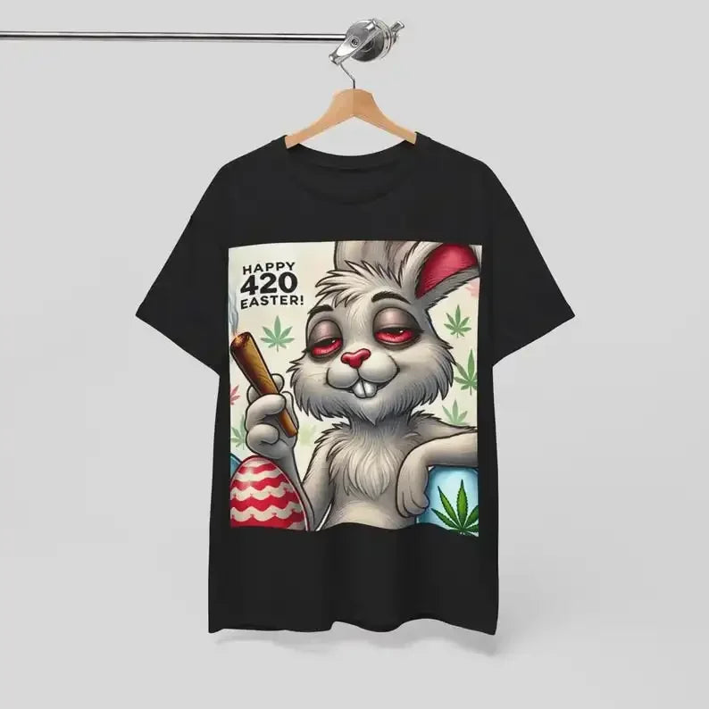 Men 420 Easter Bunny T-Shirt, Funny Stoner Bunny Weed Shirt, Easter 4/20 Gift for Smokers, Happy 420 Easter