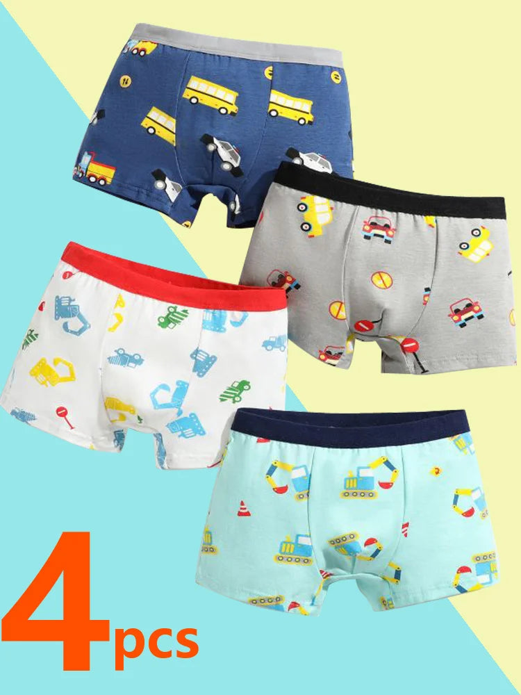 4/8 pcs Boys Boxer sets Briefs Kids Cotton Underwear Baby Underpants Teenager Cartoon Dinosaur Print Soft Children Panties 2-15Y