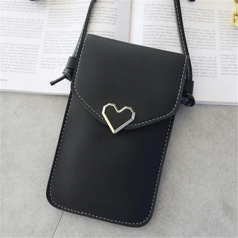 Transparent Touch Screen Cell Phone Purse Smartphone Wallet Shoulder Strap Handbag PU Leather Casual Crossbody Bags Women