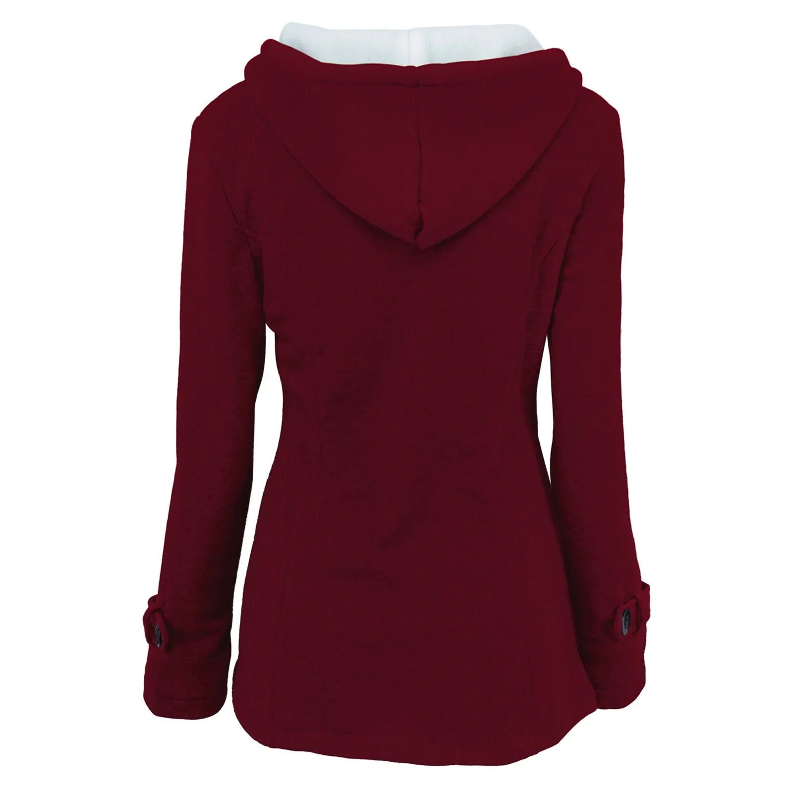 Women Trench With Hooded Horn Button Thicken Jackets Winter Fleece Lined Warm Long Sleeve Slim Windbreaker Outerwear Coats 6XL