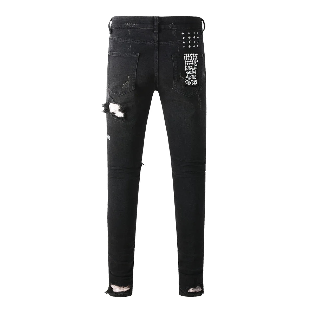 2025 New Fashion Trend High Quality Jeans Classic Retro American High Street Ripped Gray Paint Washed Skinny Jeans Men