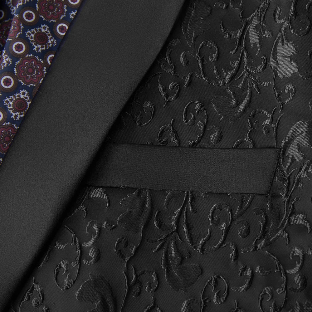 Men's Paisley Tuxedo Jacket One Button Dress Suit Jacket Floral Blazer for Dinner Party Prom Wedding