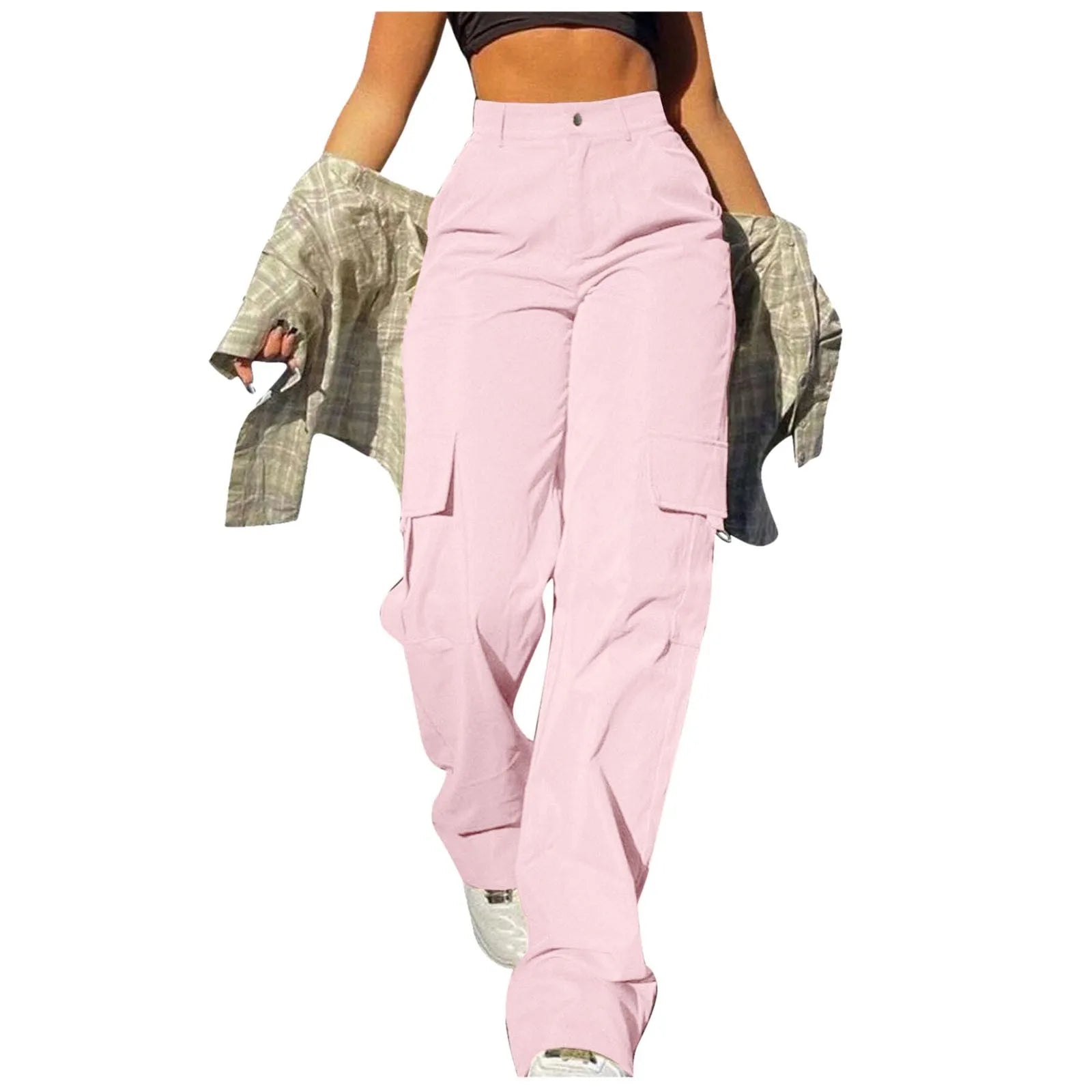 2024 Fashion Harajuku Cotton Linen Trousers Stretch Twill High Waisted Wide Leg Pants Casual Straight Leg Chino Y2k Clothes