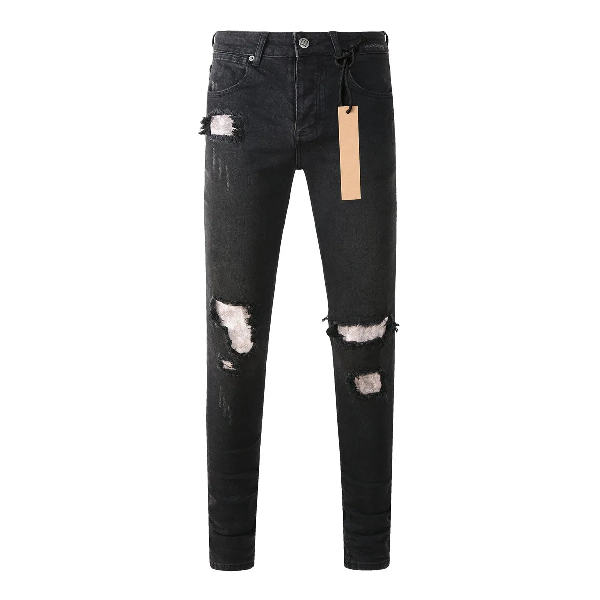 2025 New Fashion Trend High Quality Jeans Classic Retro American High Street Ripped Gray Paint Washed Skinny Jeans Men