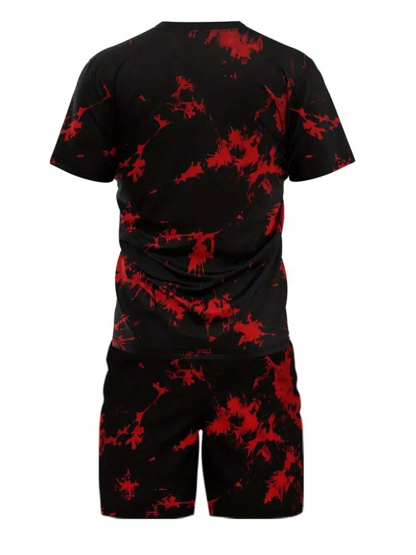 Men's trendy round neck short-sleeved shorts two-piece suit, 3D digital printing high-definition pattern, summer leisure and com