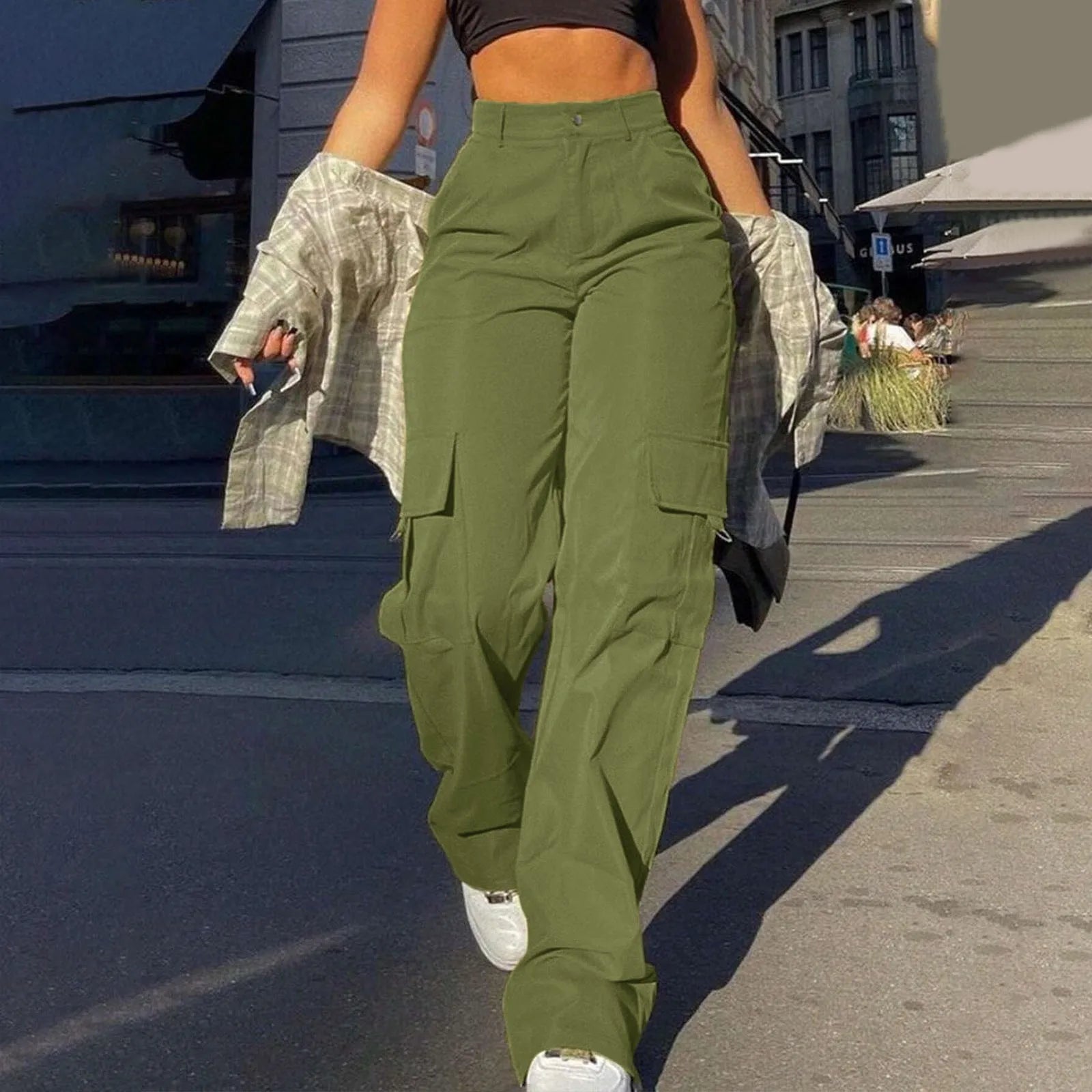 2024 Fashion Harajuku Cotton Linen Trousers Stretch Twill High Waisted Wide Leg Pants Casual Straight Leg Chino Y2k Clothes
