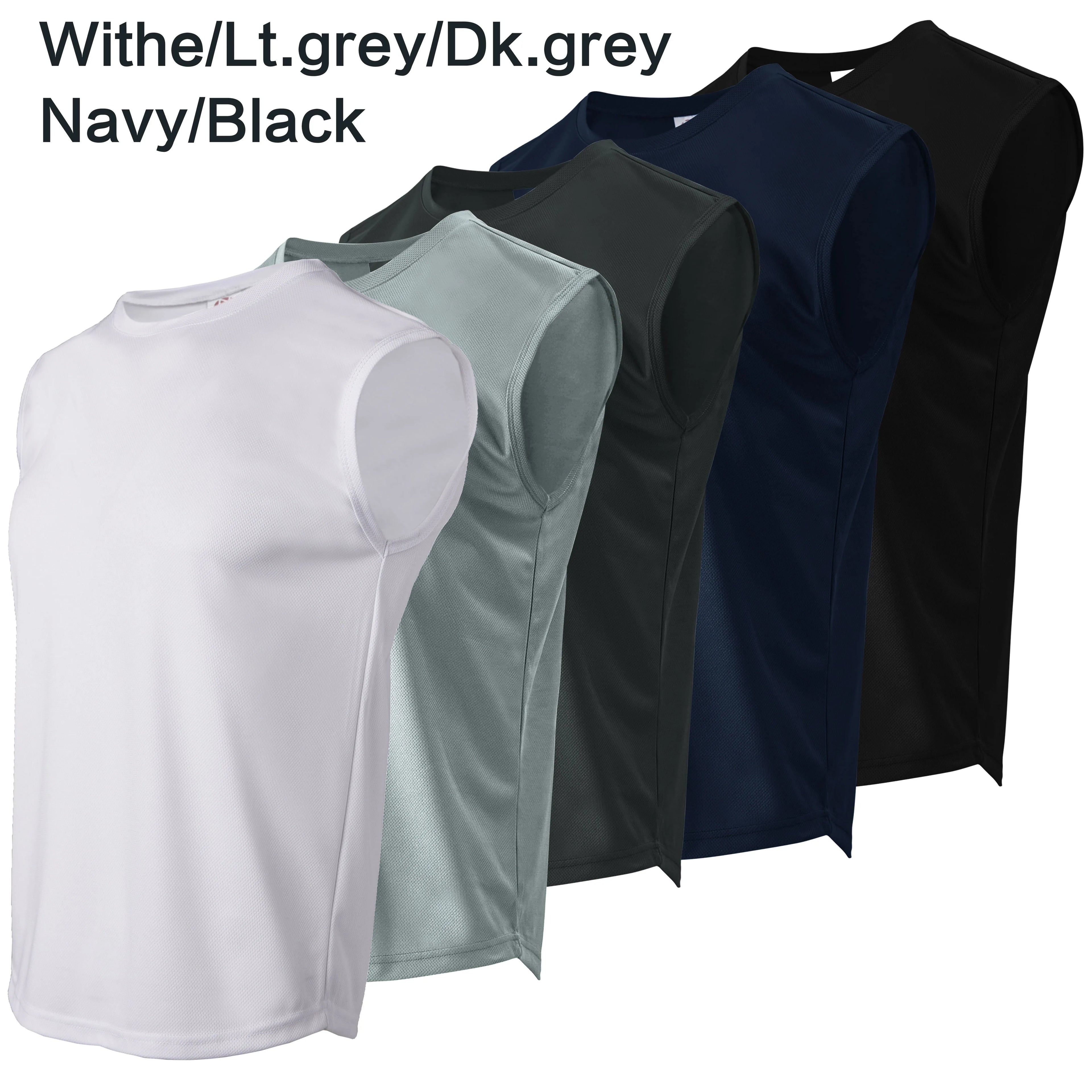 5-piece summer men's quick drying solid color sleeveless sports vest suitable for fitness training and outdoor activities