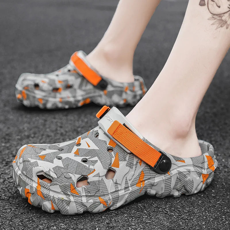 Shoes Men's Clogs Slippers Sandals 46 47 Male Garden Shoes Flat Camouflage Sandals Male Big Size Outdoor Flip Flops Home Clogs