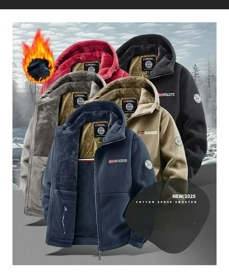 Maxbarley Brand Winter Fleece Jacket Men Casual Thickened Wool Coat Athleisure Design Warm Fashion Hooded Jackets Snow Ski Suit