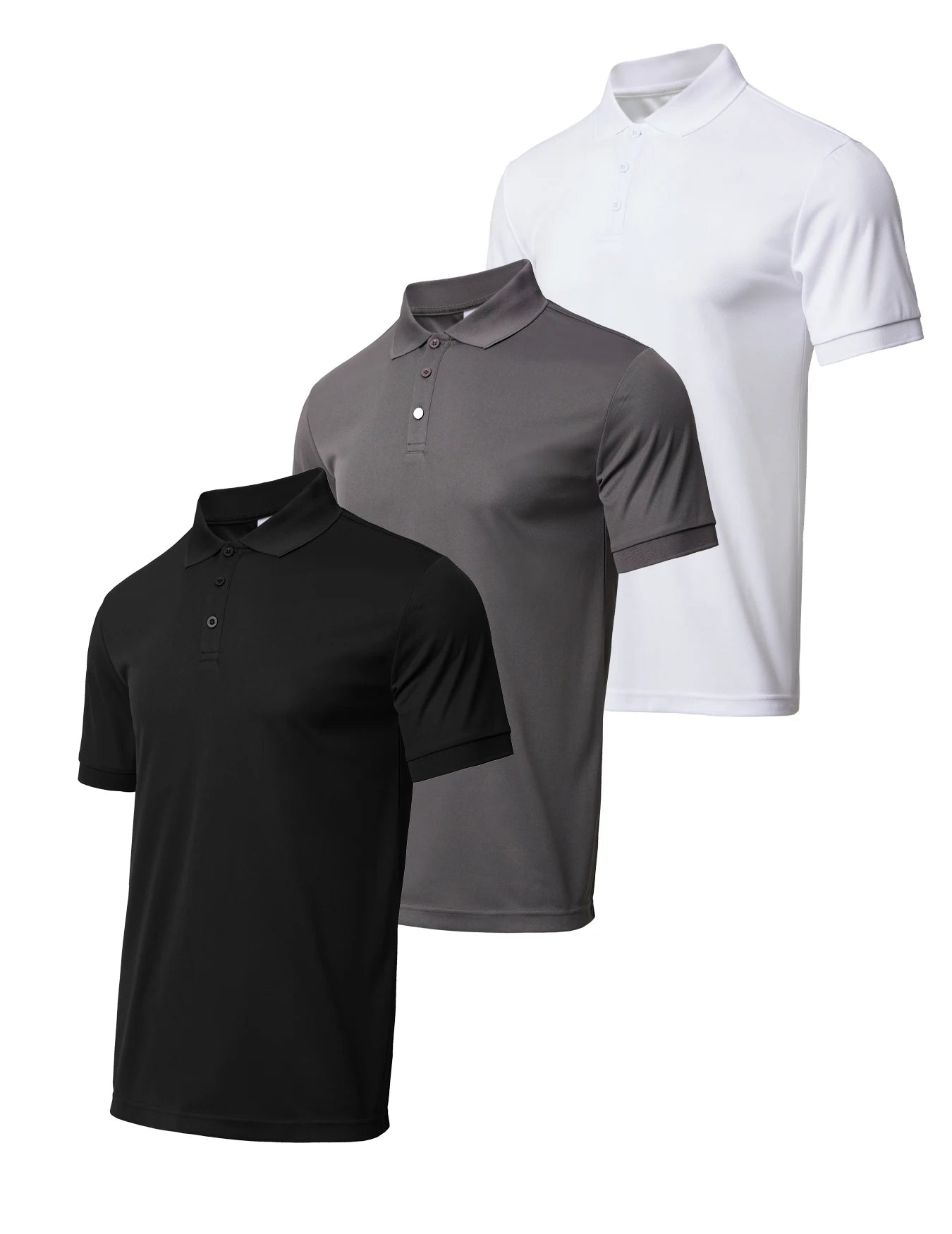3-piece men's quick drying short sleeved casual sports golf shirt moisture wicking casual fitness top