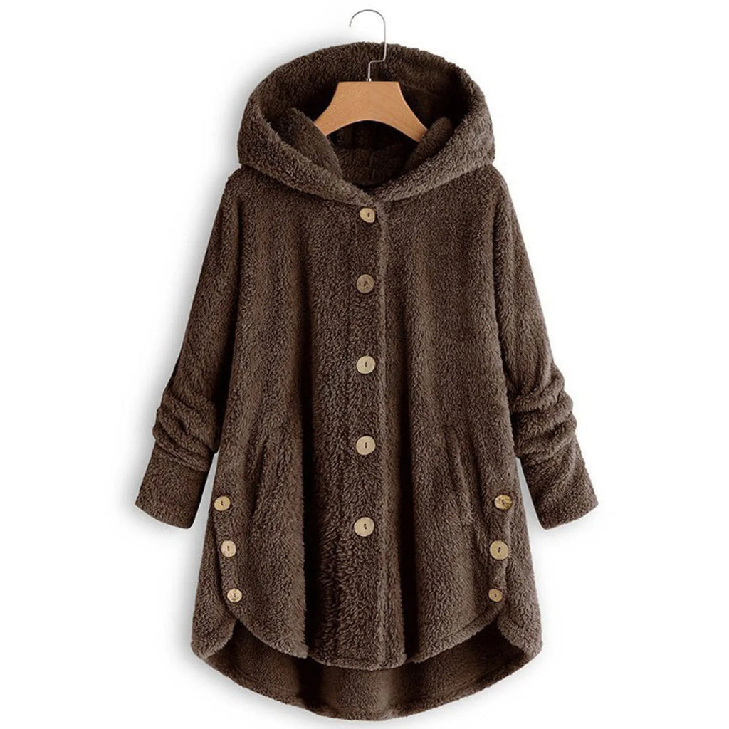 Autumn Winter Coat Women Warm Coat Wool Jacket Female Plush Coat Hooded Jacket New Women's Coats Solid Color Jacket