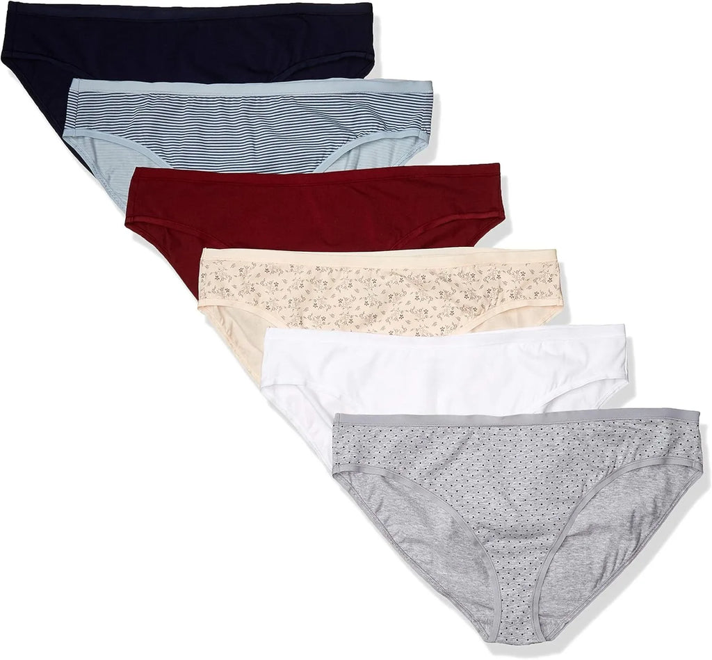 Amazon Essentials Women's Cotton Bikini Brief Underwear (Available in Plus Size), Multipacks
