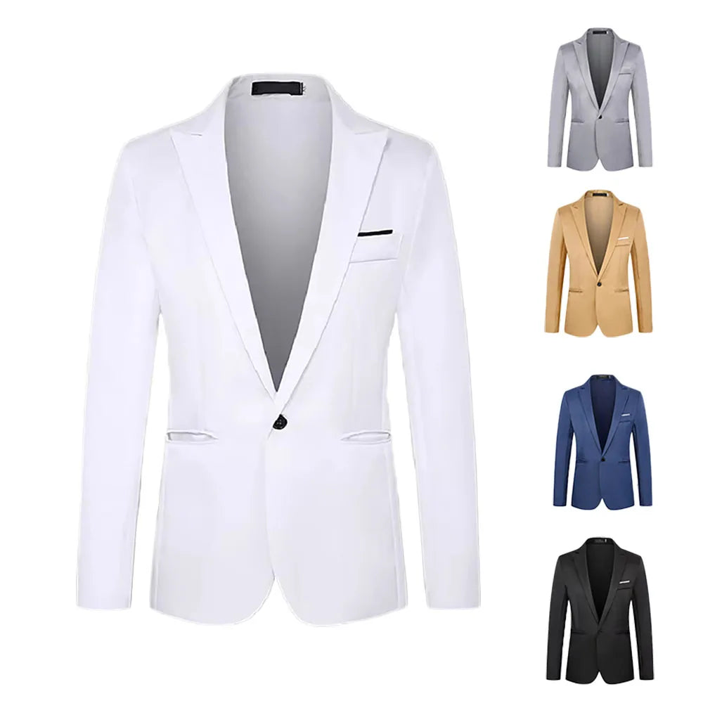 Autumn New Men's Light Luxury Suit Outwear Casual Business Trendy Suit Jacket Solid Color Classic Suit Button Up Costume Homme