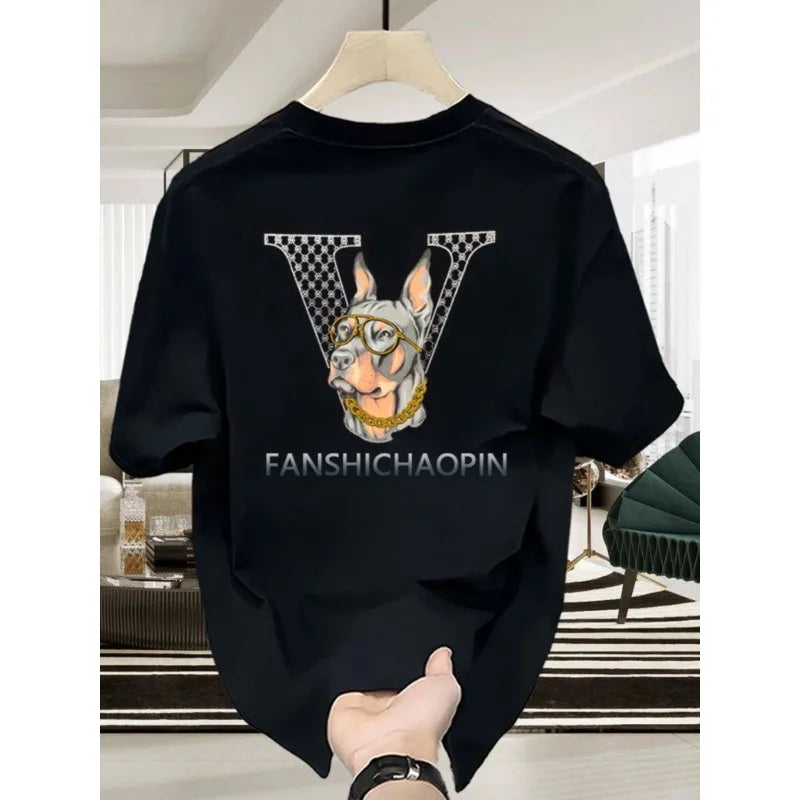 100% Cotton Short-sleeved Young Men's and Women's T-shirts 2024 Summer New Loose Casual Round Neck Designer Printing Pattern
