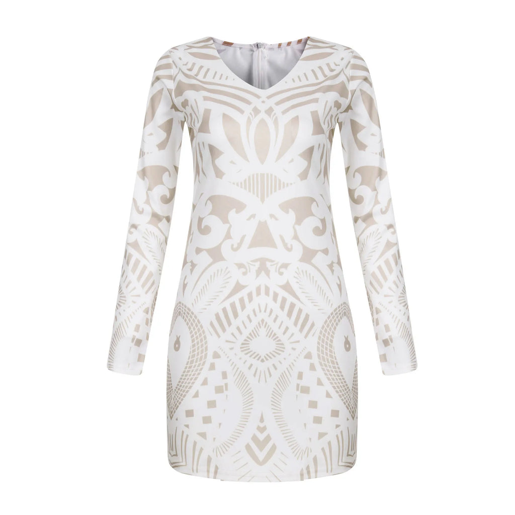 Women's Long Dresses V Neck Lace Slim Mini Dress Sexy Hips  Wrap Hollow Out Mini Dress Fashion Cocktail Banquet Party Dress