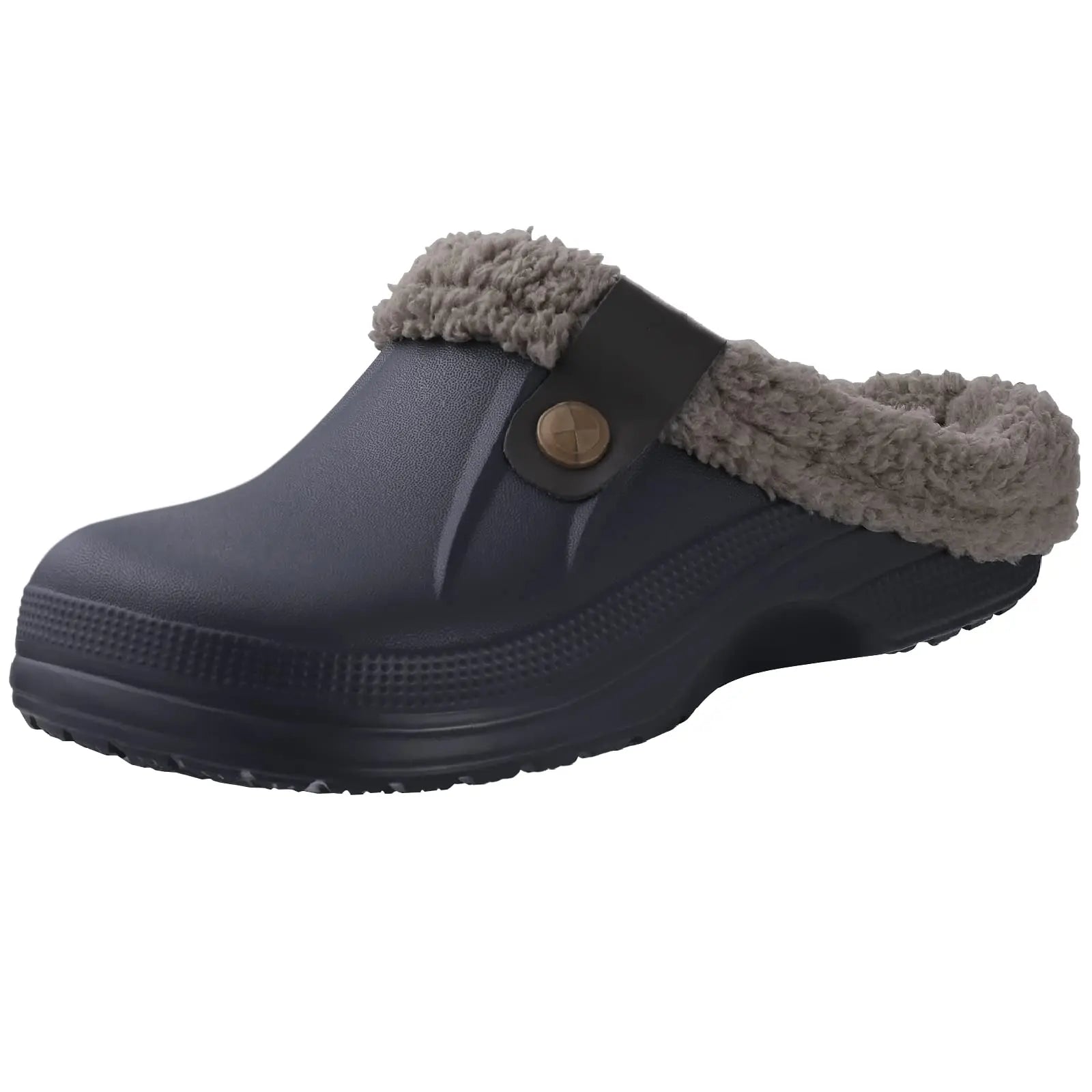 Eyriphy Classic Fur Lined Clogs For Women Waterproof Winter Fuzzy Slippers Mens Cotton Shoes For Indoor And Outdoor Rubber Soles