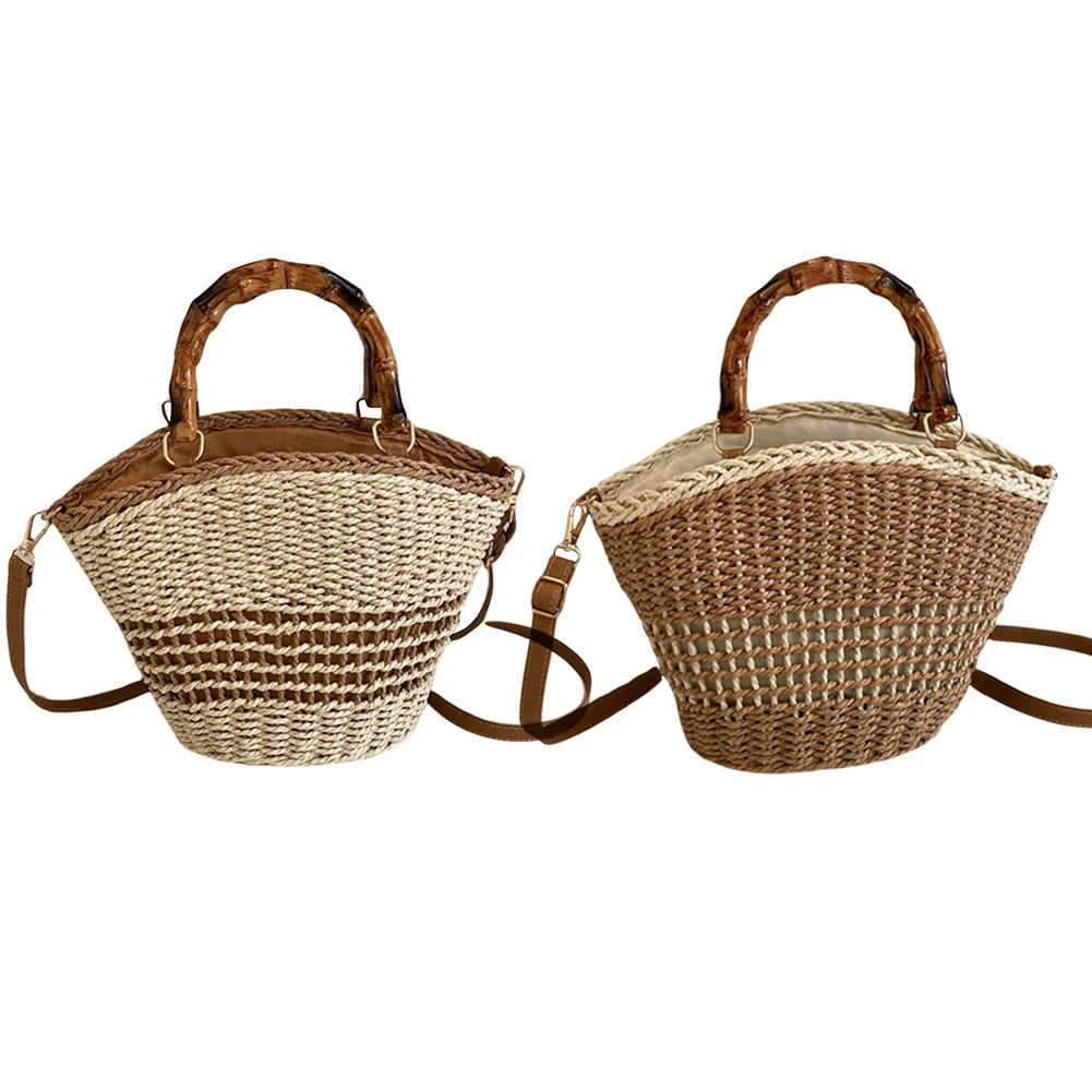 Casual Summer Beach Bag Women Straw Hobo Bag Large Woven Shoulder Bag Clutch Purse for Travel Vacation Shopping