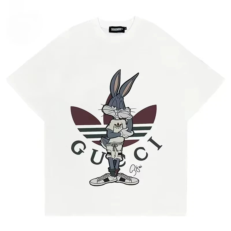2025 New Summer Fashion Brand Men's Cotton T-shirt Letter-printed Women Short-sleeved Round Neck Loose T-shirt High Quality Tee