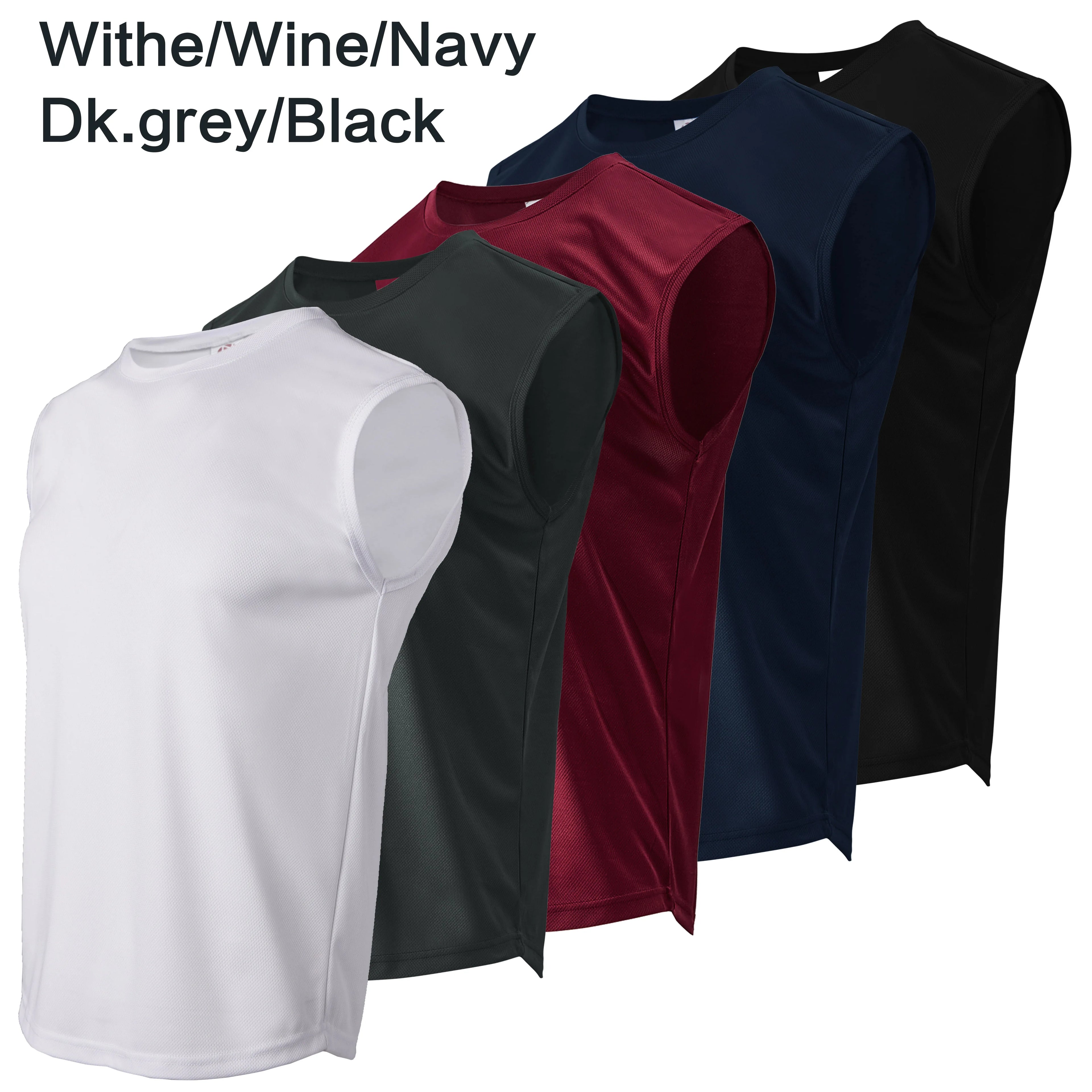 5-piece summer men's quick drying solid color sleeveless sports vest suitable for fitness training and outdoor activities