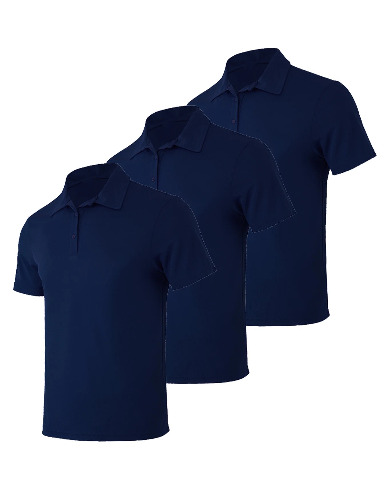 3-piece men's quick drying sport polo shirt stretchy slim fit summer solid color lapel short sleeved top
