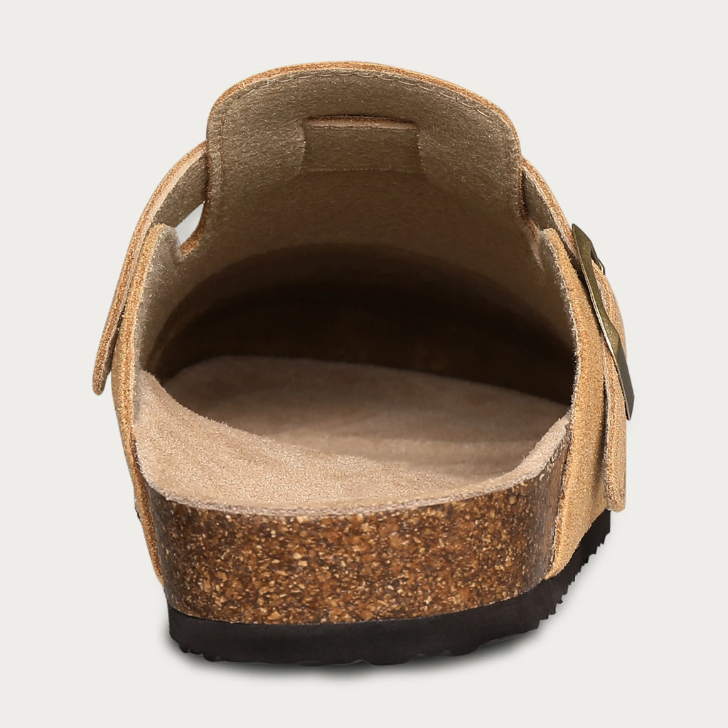 Fashion Women's Suede Mules Slippers Men Clogs Cork Insole Sandals With Arch Support Outdoor Beach Slides Home Shoes