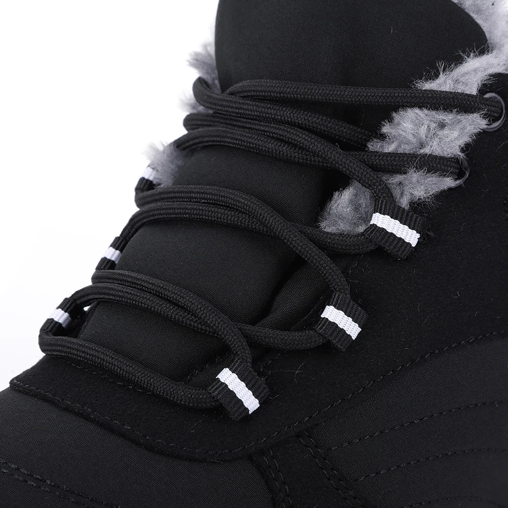 Winter Plush Snow Boots Warm Fur Shoes Non Slip Wide Toe Box Barefoot Shoes Waterproof Outdoor Trekking Shoes for Hiking Walking