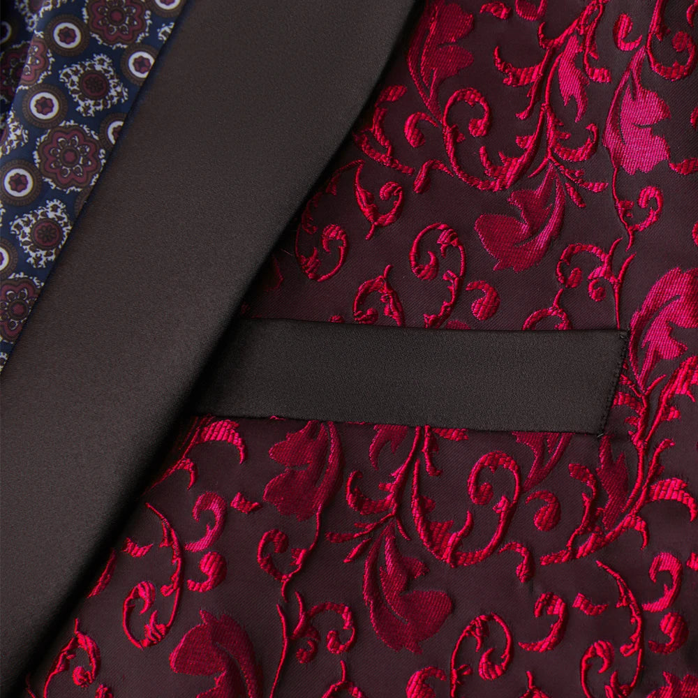 Men's Paisley Tuxedo Jacket One Button Dress Suit Jacket Floral Blazer for Dinner Party Prom Wedding