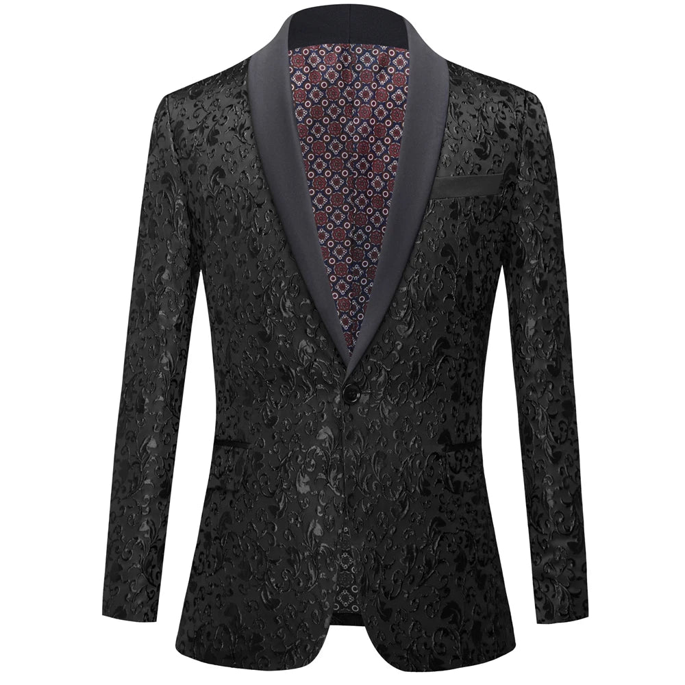 Men's Paisley Tuxedo Jacket One Button Dress Suit Jacket Floral Blazer for Dinner Party Prom Wedding