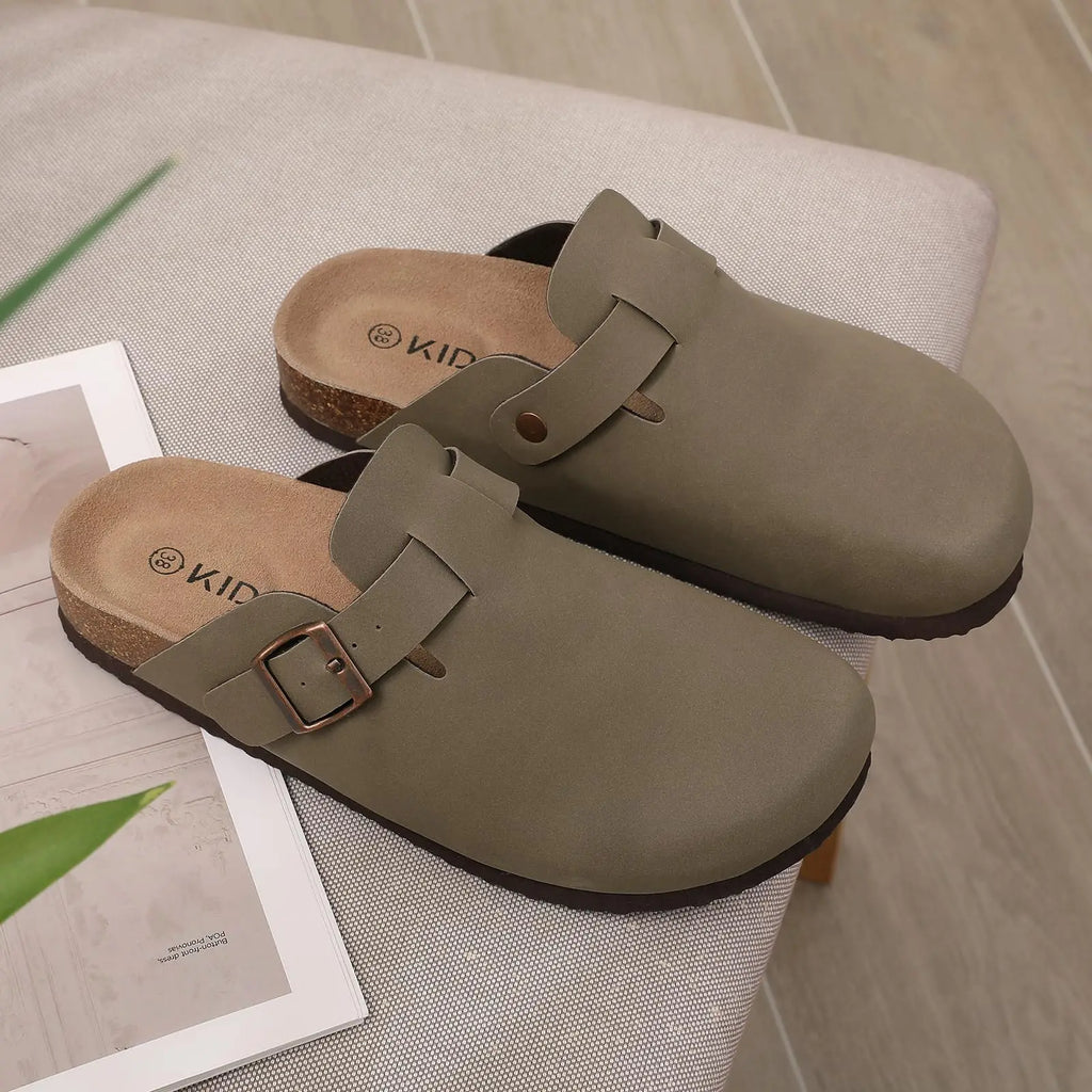 Asgard Women Men Suede Leather Clogs Slippers Fashion Unisex Cork Footbed Sandals Outdoor Antiskid Mules Shoes with Arch Support